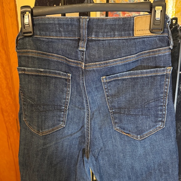 American Eagle Outfitters Women's Dark Blue hi rise Jeggings - Picture 3 of 4